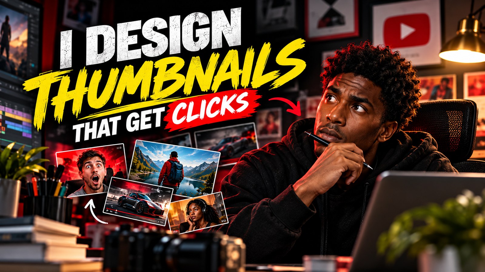 Creator-focused thumbnail design concept with bold yellow typography